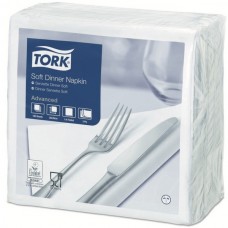 Tork szalvéta Dinner Soft fehér 39x39cm 3rtg.